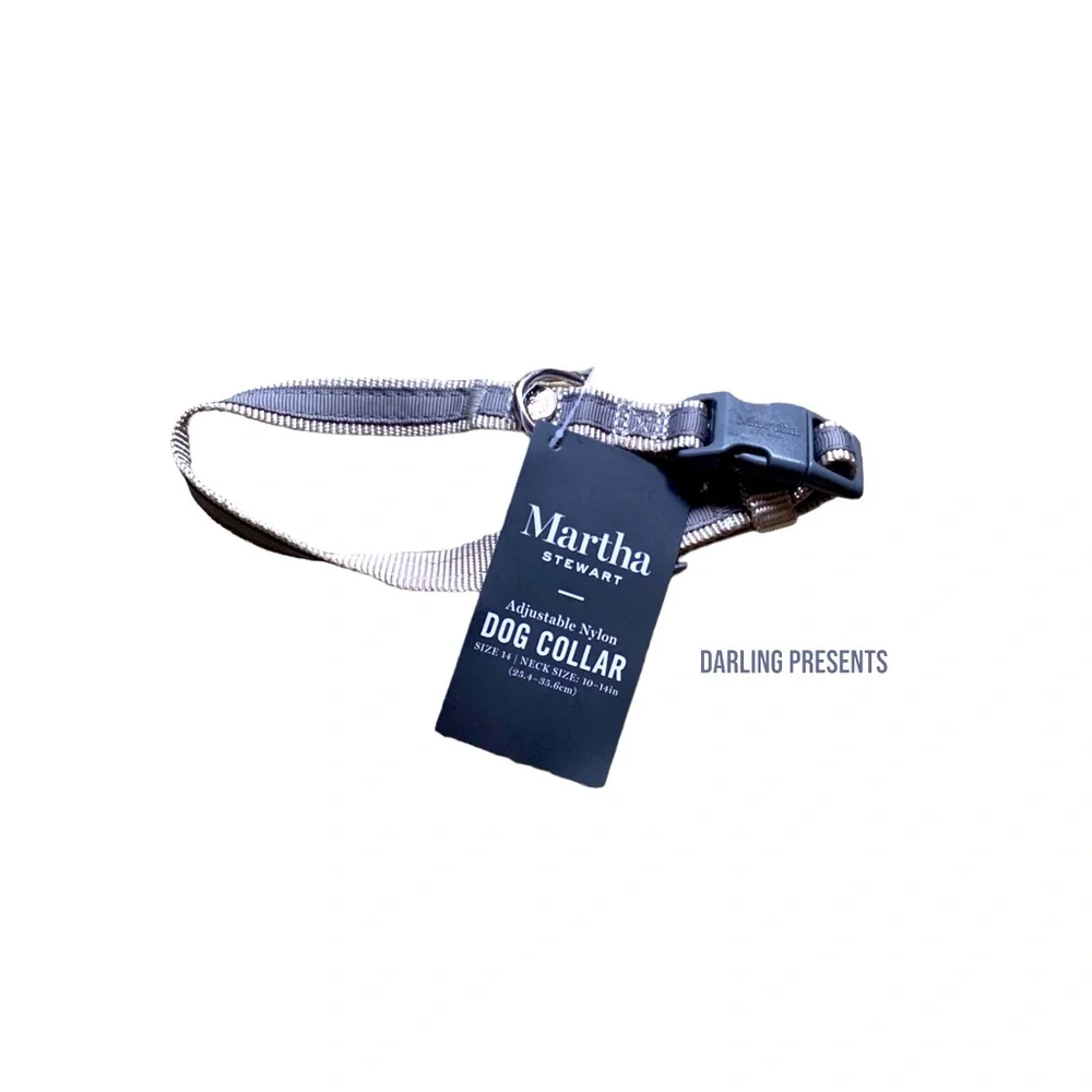 Martha Stewart Adjustable Nylon Dog Collar Color Bowtie Tan Size 14/S